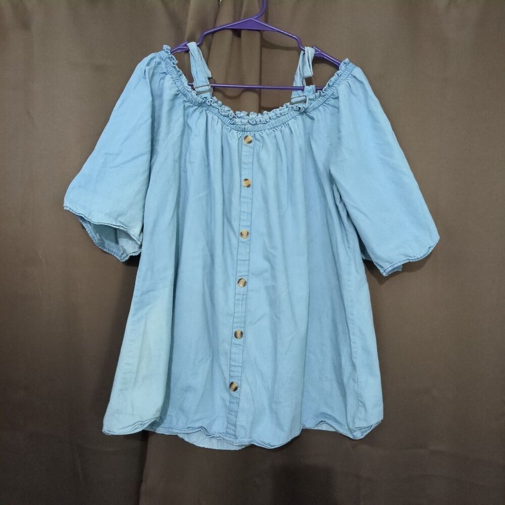 Speed limit Women's Blue Off The Shoulder Blouse 2X